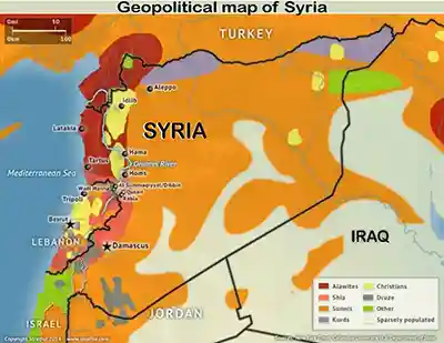 Geopolitical map of Syria